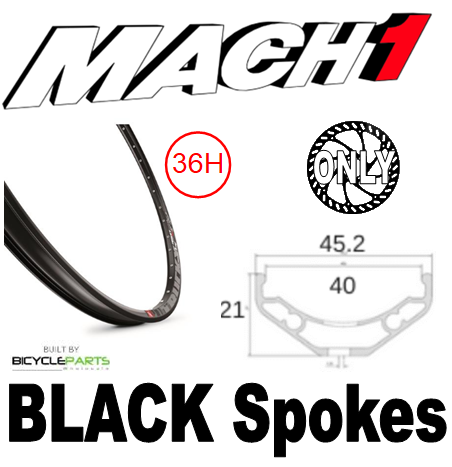 WHEEL - 27.5 / 650B Mach1 Trucky-40 36H P/j Black Rim,  FRONT Q/R (100mm OLD) 6 Bolt Disc Loose Ball Joytech Black Hub,  Mach 1 BLACK Spokes