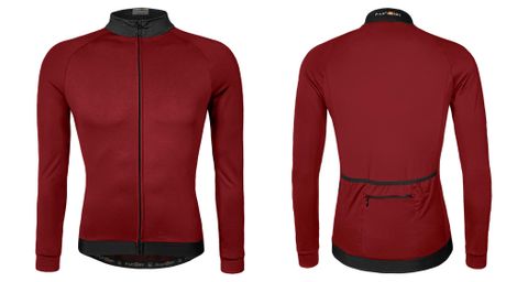 RED THERMAL JERSEY - FUNKIER, Parma - Mens, Long Sleeve Thermal Jersey, Full Zip, RED, LARGE