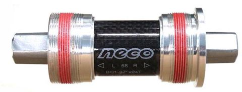 Bottom Bracket, 122.5mm, CARBON Shell, CR-MO hollow Axle, Threaded 68mm shell, Alloy Cups, Sealed Bearing, NECO Brand