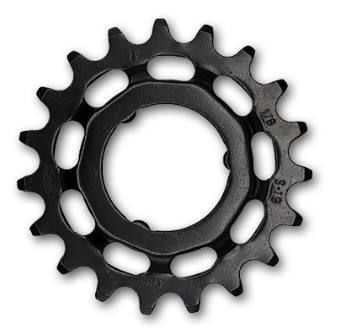 Sprocket R Shimano, ,Cr-Mo,   1/2 x 1/8" x 19T, black, for E-Bike. Quality KMC product - Works with Coaster & Internal gear hubs