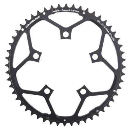 CHAINRING - ROAD "STRONGLIGHT", 52T, 7075 CNC Black - 110mm BCD, 5 Hole for 10/11 Spd