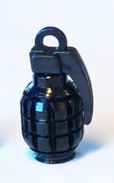 Valve Cap, alloy anodised Black, Grenade, A/V (Sold Individually)