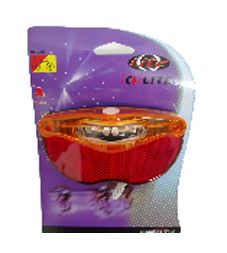 Rear light 4 led, 4 function,  w/reflector, for CARRIER (Will Fit Most),  50 Hour run time,  Visible From 300m, supplied w/bracket, w/batts