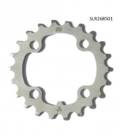 CHAINRING - MTB "STRONGLIGHT", 22T, S/Steel  Silver  INOX - 64mm BCD, 4 Hole for 9 Spd