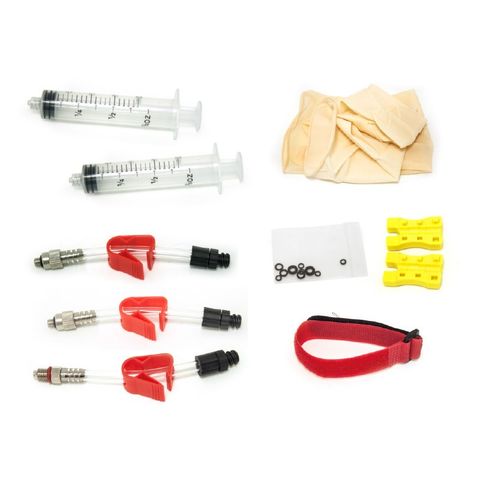Bleed Kit - AVID compatible incs Turn-Lock Syringes X 2, Bleed Adapters with lock out feature X 3,  Velcro Tie X 1, Pair Latex Gloves X 1, Bleed Block X 1