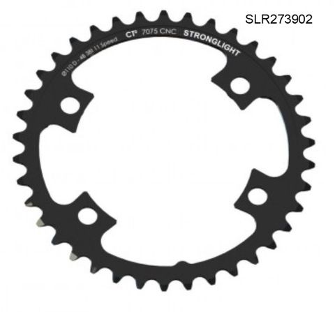 CHAINRING - ROAD "STRONGLIGHT", 38T, 7075 CNC Black CT2 Shimano Di2 9000 - 110mm BCD, 4B Hole for 11 Spd