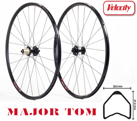 VELOCITY WHEELSET - MAJOR TOM PRO DISC CYCLOCROSS WHEEL SET. Tubular. 24H Fr & Rr. Aero Spokes. 6 Bolt Disc. L/W ATB Fr Hub. Convertible Rr Hub.