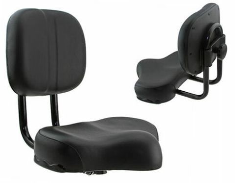 SADDLE with Back Rest, Adjustable, BLACK With "standard" knuckle - 290mm W x 240mm L