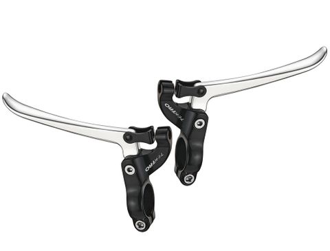 BRAKE LEVERS - Tektro Brake Lever For Flat Bar Road, 3 Finger Type, For Caliper or Mini V Brakes, Alloy, SILVER/BLACK (Sold In Pairs) (FL750)