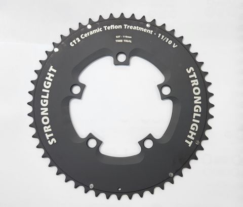 CHAINRING - STRONGLIGHT,   CLM - TIME TRIAL PLATEAU STANDARD  TYPE S / TT (CLM)  7075-T6  CT&sup2; (BLACK)  11/10 speed,  110BCD,  52T, 5 branches