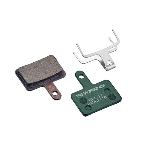 Disc brake pads, TEKTRO, Mod.E11.11, organic compound for 2 piston caliper, with return spring, Green color - 5mm Thick Pad