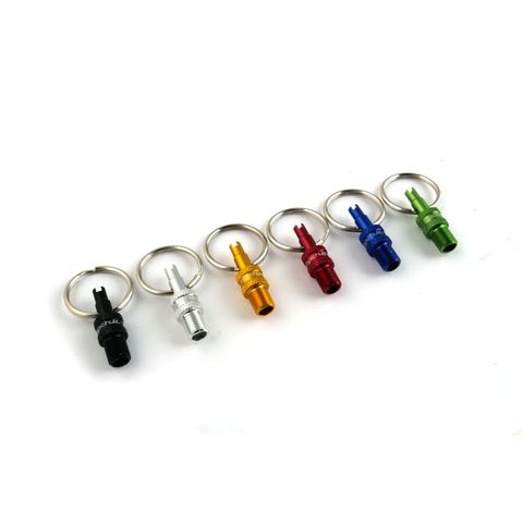 VALVE MULTI TOOL - COUNTER DISPLAY, 60 units 6 assoted colours -  (F/V to A/V Converter + A/V & F/V Remover on Keyring) - By,schulz