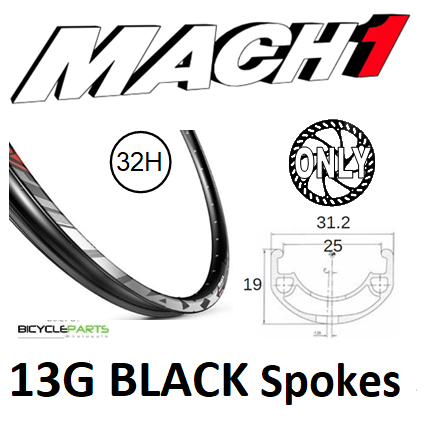 WHEEL - 27.5/650B Mach1 MAXX 32H P/j Black Rim,  8/11 SPEED 12mm T/A (148mm OLD) 6 Bolt Disc Sealed Novatec Boost Black Hub,  Mach 1 BLACK Spokes (BUILT WITH 13G SPOKES)