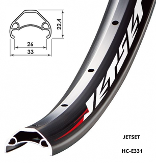 RIM 24" x 26mm - JETSET HC-E331 - 32H - (507 x 26) - Presta Valve - Disc Brake - D/W - BLACK - Tubeless Ready - Quality Jetset rim made in Taiwan - (ERD 481)