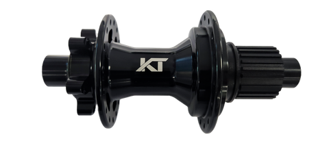 HUB "KT" Brand 102T engagement - REAR - 12 x 148mm BOOST 6-Bolt - 32H - Sealed Bearings - MICRO SPLINE  - ANOD Black - W/KT logo