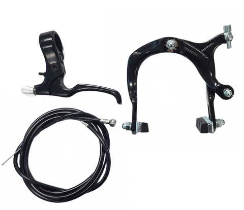 A NEW ITEM - BRAKE -  RIGHT FRONT Brake Set, Includes BMX Caliper with 73-92mm Reach, Right Hand Lever and 2P Cable + Outer, Nutted, BLACK (Front Only)