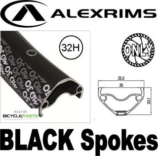 WHEEL - 27.5 / 650B Alex MD30 32H Black Rim,  FRONT 15mm T/A (110mm OLD) 6 Bolt Disc Sealed KT Boost Black Hub,  Mach 1 BLACK Spokes