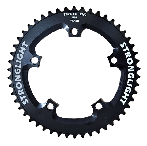 CHAINRING - TRACK "STRONGLIGHT", 50T, 7075 CNC Black - 130mm BCD, 5 Hole for TRACK 1/2" x 1/8" Spd - 264541