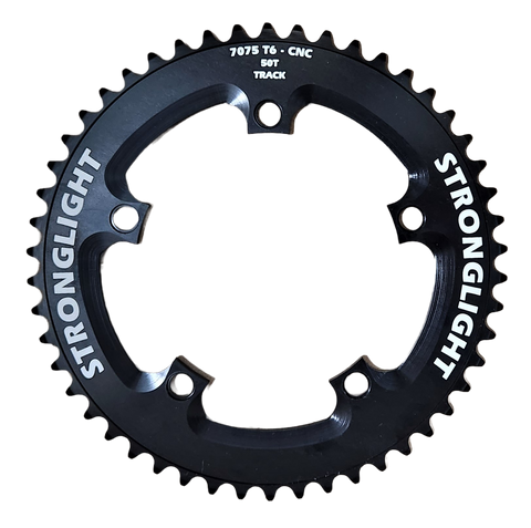 Sorry temp o/s  CHAINRING - TRACK "STRONGLIGHT", 50T, 7075 CNC Black - 130mm BCD, 5 Hole for TRACK 1/2" x 1/8" Spd - 264541