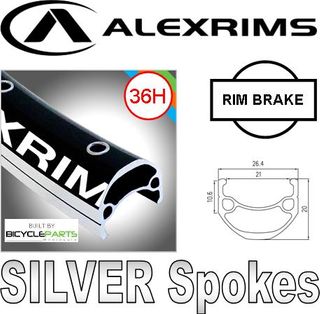 WHEEL - 26" Alex DM-21 36H P/j Black Rim,  8/10 SPEED Q/R (135mm OLD) Loose Balll Black Hub,  Mach 1 SILVER Spokes