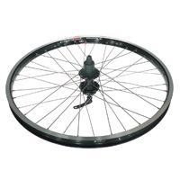 WHEEL  24"  Alex DM-24 D/W Eyeleted Alloy Rim W/msw, Joytech Disc 8/10 Speed Q/R Cassette Hub, Mach 1 Spokes, REAR.  BLACK with SILVER Spokes   (Matching Front 95222)