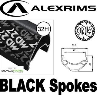 WHEEL - 27.5 / 650B Alex MD27 D/w 32H F/v Eyeletted D/s Black Rim, 8/11 SPEED Q/R (135mm OLD) 6 Bolt Disc Sealed Novatec Black Hub, Mach1 BLACK Spokes