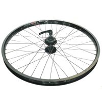 Wheel 24" Alex  DM-24 D/w Eyeleted Black Alloy rim W/msw , Joytech  Disc 6 Bolt  Q/r  Black Hub , Mach 1 Spokes . FRONT (match 94824)