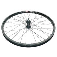 WHEEL  24" Alex  DM-24 D/W Eyeleted Rim W/msw, Black Nutted Alloy Hub, Mach 1 Spokes, FRONT.  BLACK with SILVER Spokes