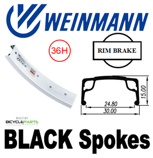 WHEEL - 20" Weinmann AS7X 36H P/j Silver Rim,  Wheel Chair Q/R (124mm OLD) Sealed Silver Hub,  Mach 1 BLACK Spokes