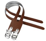 Toe clip double leather strap, pr, brown, L 450mm