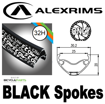 WHEEL - 26" Alex MD25 32H P/j Black Rim,  8/11 SPEED 12mm T/A (142mm OLD) 6 Bolt Disc Sealed Novatec Black Hub,  Mach 1 BLACK Spokes