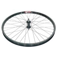 Wheel 26 x 2.125 Alex DM-24 D/w Eyeleted Rim (31.4mm wide) , Black Alloy Nutted Hub , Mach 1 Silver Spokes . (Front)