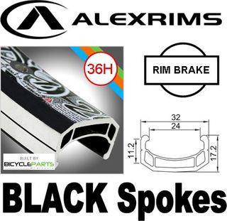 WHEEL - 26" Alex DM-24 36H Black Rim,  FRONT Q/R  (100mm OLD) Loose Ball Joytech Black Hub,   BLACK Spokes