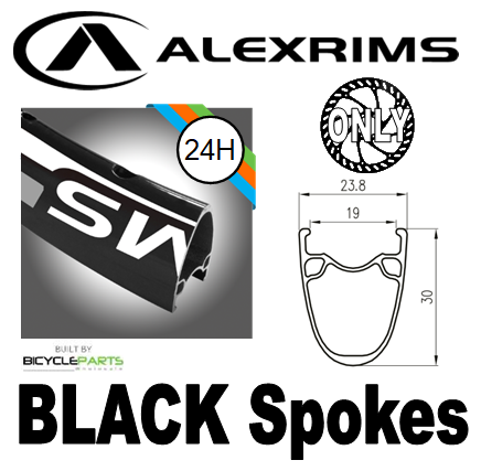 WHEEL - 700c Alex ATD560 24H P/j Black Rim,  FRONT 12mm T/A (100mm OLD) 6 Bolt Disc Sealed Bear Pawl Black Hub,  Mach 1 BLACK Spokes