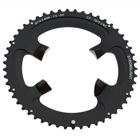 Sorry temp o/s   CHAINRING - ROAD "STRONGLIGHT" 50T SHIMANO ULTEGRA - FC-R8000 - FC-R8050 comp.7075-T6CT² (black)11 Speed. 110 BCD. Outer.50 (34)4 arms, Quality Stronglight product
