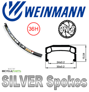 WHEEL - 20" Weinmann DM30 36H P/j Black Rim,  8/10 SPEED Q/R (135mm OLD) 6 Bolt Disc Sealed Novatec Black Hub,  Mach 1 SILVER Spokes