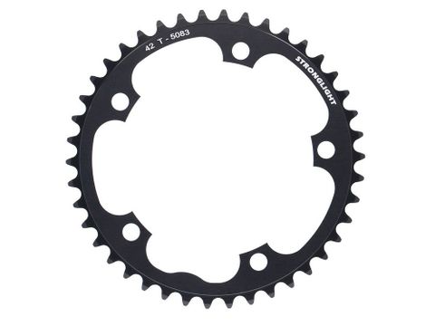 ROAD CHAINRING, STANDARD TYPE S - 5083 BLACK, 9/10 speed, 130 BCD Inner.42T, 5 arms, A Quality Stronglight product, CHAINRING - 267077 (does not have Pick up points)