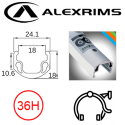 RIM - 27 x 1-1/4" x 25mm - ALEX AP-18 - 36H - (630 x 18) - Schrader Valve - Rim Brake - S/W - SILVER - (ERD 605)