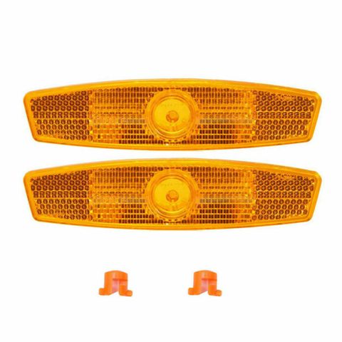 Spoke reflectors, double faced,front & rear,amber