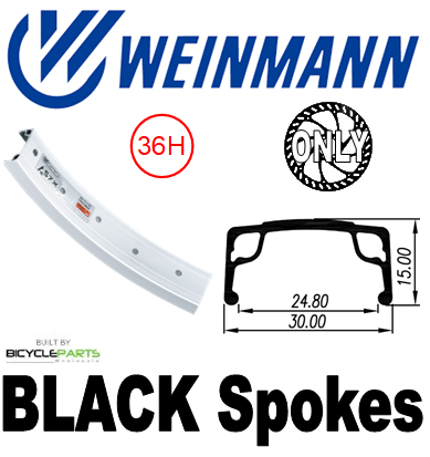 WHEEL - 16" Weinmann AS7X 36H P/j Silver Rim,  FRONT 15mm T/A (100mm OLD) 6 Bolt Disc Sealed Novatec Black Hub,  Mach 1 BLACK Spokes