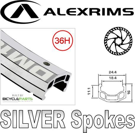 WHEEL  26" Alex DM-18 D/w Eyeleted Rim Silver W/msw , Black Alloy Disc (6 bolt) Q/r Hub ,Mach 1 Spokes . Front  (Match 95298)