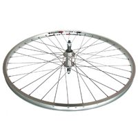 WHEEL  26"  Alex DM-18 D/W Eyeleted 36H Rim, NUTTED Screw On Multi Speed Alloy Hub, Mach 1 Spokes, REAR.  ALL SILVER   (Matching Front 93847)