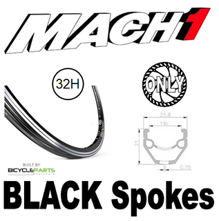 WHEEL - 700C Mach1 240 32H P/j Black Rim,  FRONT Q/R (100mm OLD) 6 Bolt Disc Loose Ball Black Hub,  Mach 1 BLACK Spokes