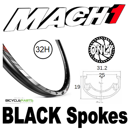 WHEEL - 27.5/650B Mach1 MAXX 32H P/j Black Rim,  FRONT 15mm T/A (100mm OLD) Centerlock Disc Sealed Novatec Black Hub,  Mach 1 BLACK Spokes