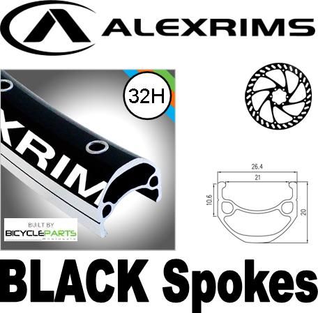 WHEEL - 29er Alex DM21 D/w 32H F/v -M/e Black Rim, FRONT DYNAMO 15mm T/A (100mm OLD) 6 Bolt Disc Sealed SP Black Hub, Mach1 BLACK Spokes