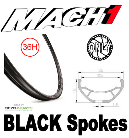 WHEEL - 27.5/650B Mach1 TRUCKY-30 36H P/j Black Rim,  8/10 SPEED Q/R (135mm OLD) 6 Bolt Disc Sealed Novatec Black Hub,  Mach 1 BLACK Spokes