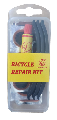 Repair kit & 3 x tyre levers Assorted Colours, 9 x ASSORTED patches(3 x25mm, 2 x34mm, 2 x35x24mm & 2 x 50 x 32mm)/8cc glue solution/ sand paper(24 Kits Per Box)