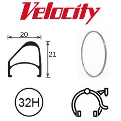 RIM 650c x 14mm - VELOCITY AEROHEAD OC - 32H - (571 x 14) - Presta Valve - Rim Brake - D/W - GREY (Anodised) - MSW - OCR - (ERD 598)