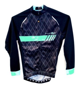 AASPECIAL    Jersey, Kids,  FUNKIER , PRO, High performance, summer  light weight, Black/Celeste,  LONG sleeve,  full zip, 14