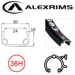 See 93261T or 97093     RIM 20" x 24mm - ALEX Y303 - 36H - (406 x 24) - Schrader Valve - Rim Brake - S/W - BLACK - MSW - (396 ERD)